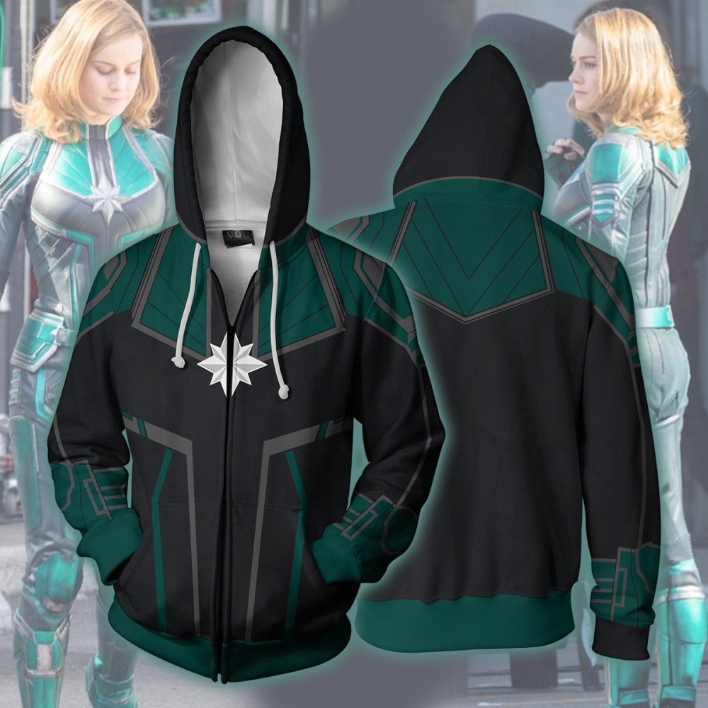 Captain Marvel Hoodie Carol Danvers Green Suit Jacket