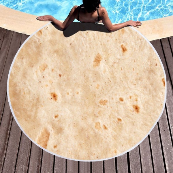 Soft Taco Round Beach Towel, Be a Giant Human Burrito, Tortilla or Taco, Soft Microfibre Blanket
