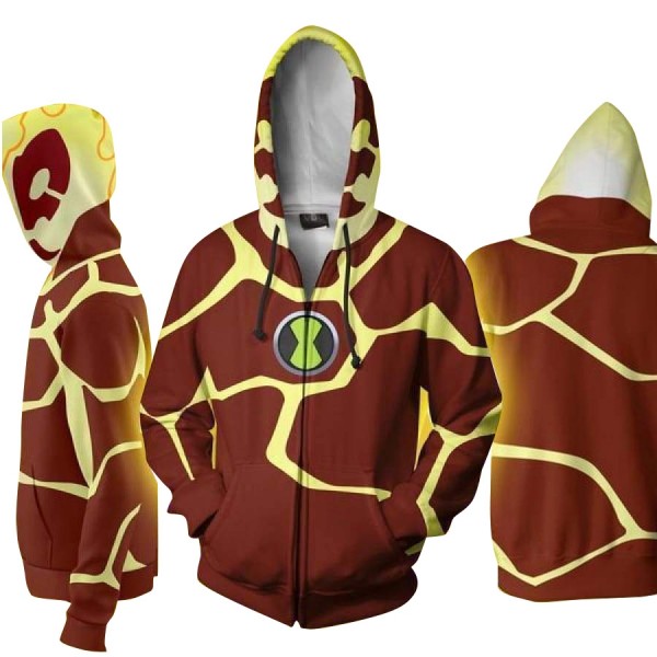 Ben 10 Hoodies - Heatblast Hoodie Zip Up Jacket Cosplay Costume