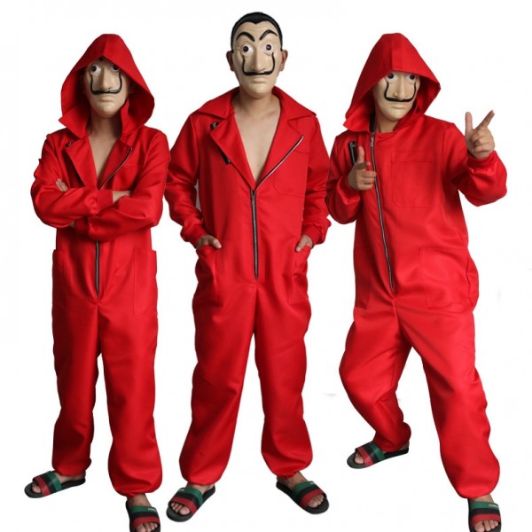 Money Heist Jumpsuit Costume - Salvador Dali Complete La Casa de Papel Cosplay Red Jumpsuit