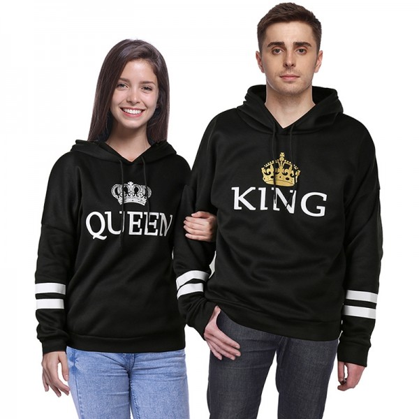 Couple Hoodies Sweatshirts - King and Queen Hoodie His and Her Hoodie Black