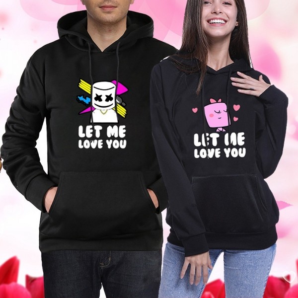 Couple Hoodies Sweatshirts - Let Me Love You Hoodie His and Hers Hoodie Black