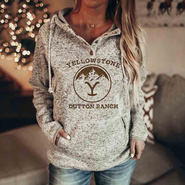 Ladies Yellowstone Dutton Ranch Film and Television Print Hoodie