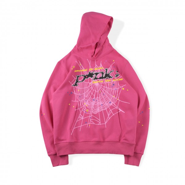 Unisex Pink Pullover Spider 555 Hoodie