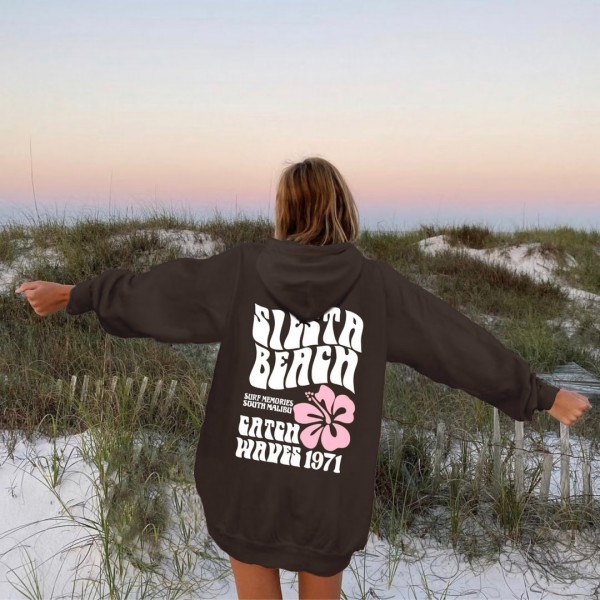 Siesta Beach Hoodie Trendy Letter Graphic Sweatshirt
