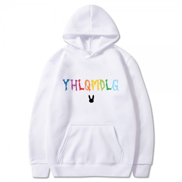 Oversized Yhlqmdlg Bad Bunny Letter Graphic Hoodies