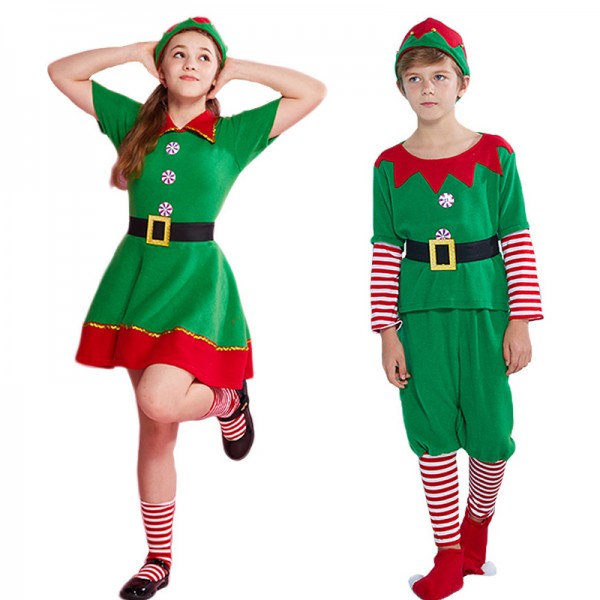 Kids Holidays Costumes Family Matching Elf Costumes
