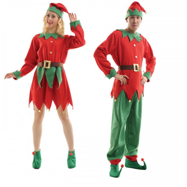 Christmas Costumes Adult Kids Elf Cosplay Suits