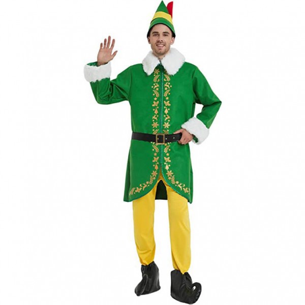 Men Authentic Buddy the Elf Costume Christmas Elf Cosplay Costumes