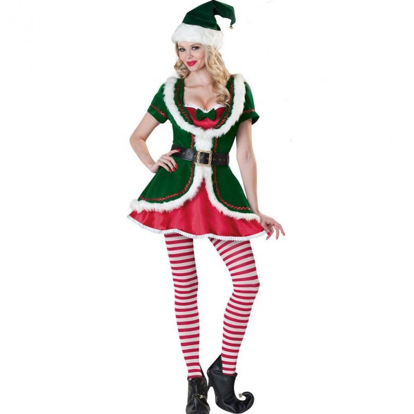 Women's Santa Elf Cosplay Costumes Sexy Christmas Santa Helper Costume