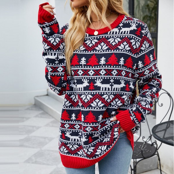 Women's Snowflake Deer Ugly Christmas Sweater