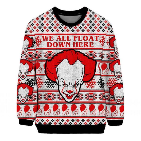 We All Float Down Here Clown Funny Christmas Sweater