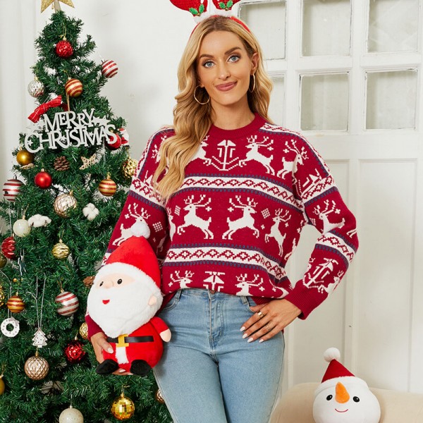 Funny Cute Christmas Reindeer  Printed Sweater