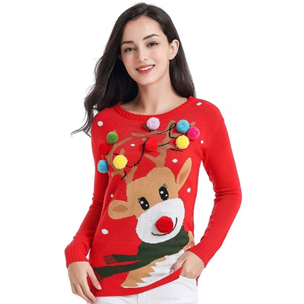 Women Ugly Christmas Merry Reindeer Sweater
