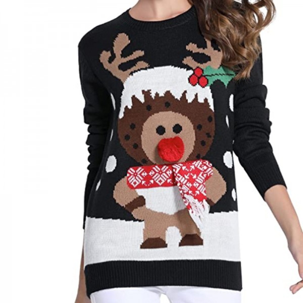 Women's Christmas Reindeer Holiday Ugly Sweater
