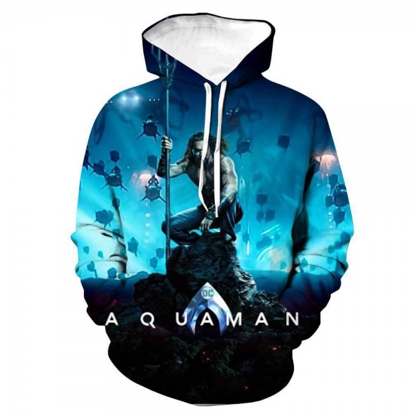 Aquaman 3D Hoodie Blue Pullover Hoodies Sweatshirt For Men