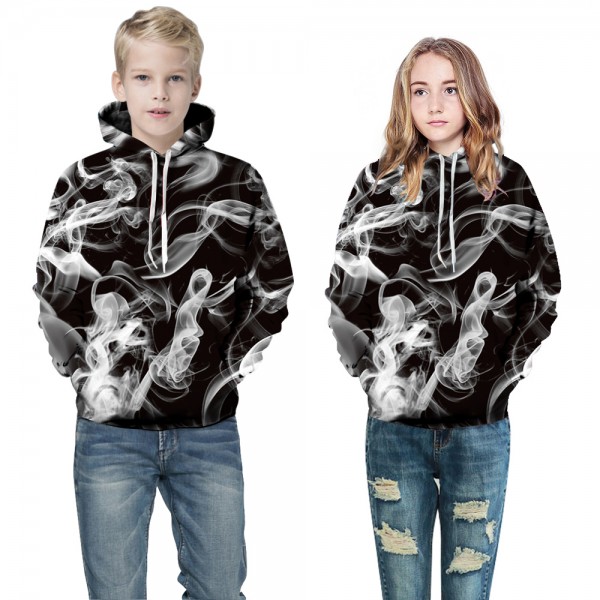 3D Smoke Design Hooded Sweatshirt For Kids