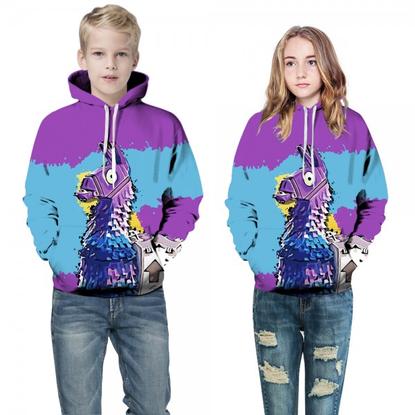 Purple Horse 3D Design Hooded Sweatshirt For Boys Girls
