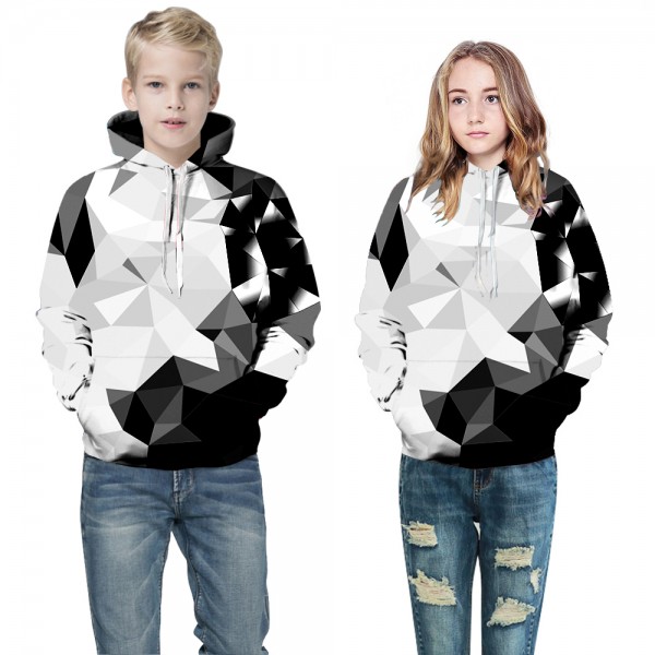 Grey Geometry Kids Hoodies Sweatshirt