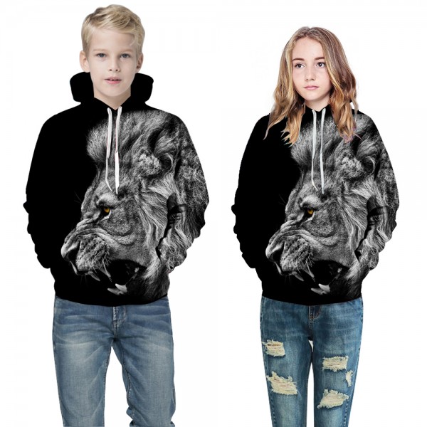 Lion Face Animal 3D Hooded Sweatshirt For Kids