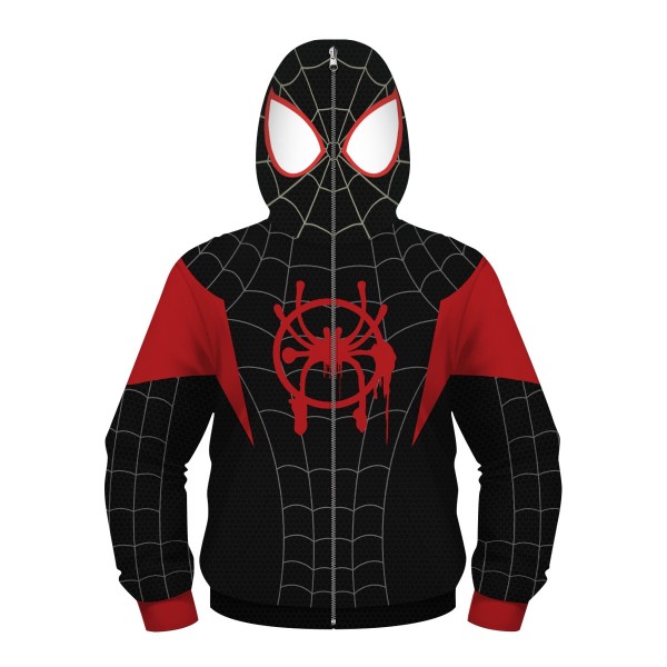 Kids Spiderman Hoodie Jacket - Spider-Man Into The Spider Verse Miles Morales Full Zip Up Hoodie Jacket