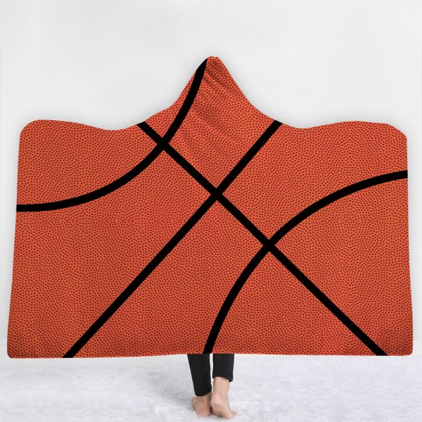 Basketball Pattern 3D Printing Hooded Blanket