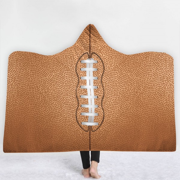 Football Pattern 3D Printing Hooded Blanket