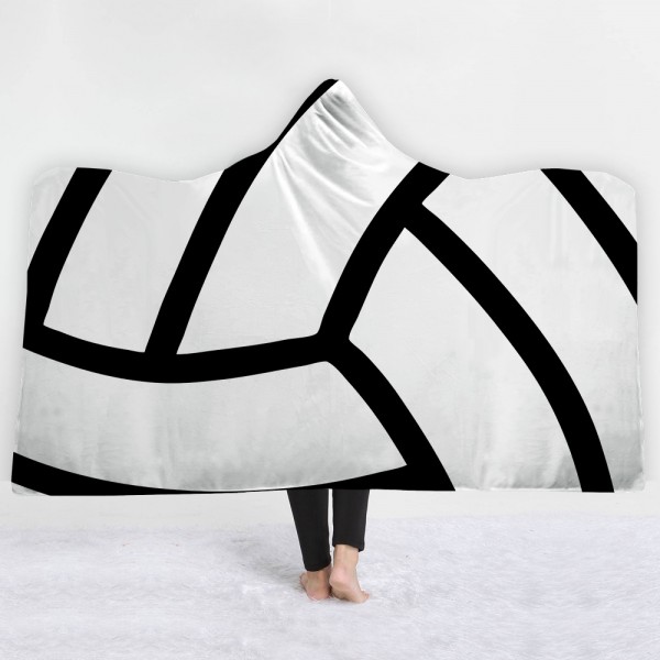 Volleyball Pattern 3D Printing Hooded Blanket