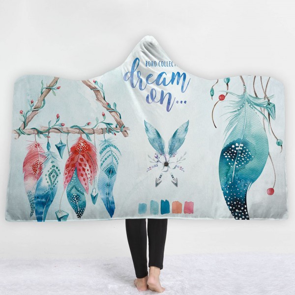 Feathers Triangle Dreamcatcher 3D Printing Hooded Blanket