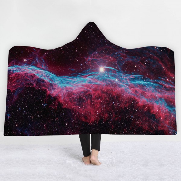 Red Galaxy Wearable 3D Printing Hooded Blanket