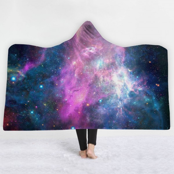 Fancy Galaxy Wearable 3D Printing Hooded Blanket