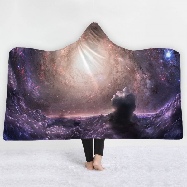 Light Galaxy Purple Wearable 3D Printing Hooded Blanket