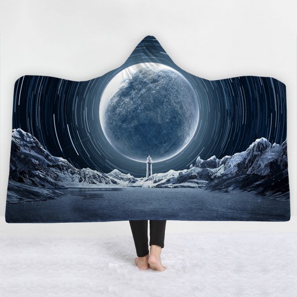 Planet Space Scenery 3D Printing Hooded Blanket