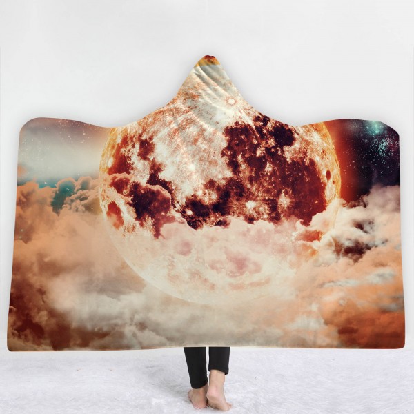 Planet Clouds Space 3D Printing Hooded Blanket