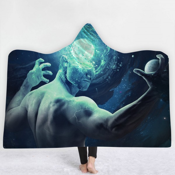 Strong Muscle Man Galaxy 3D Printing Hooded Blanket