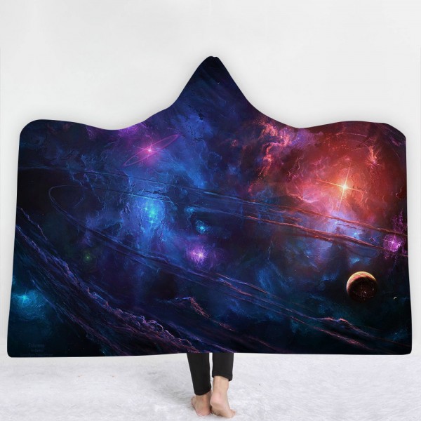 Vast Blue Sky Galaxy 3D Printing Hooded Blanket