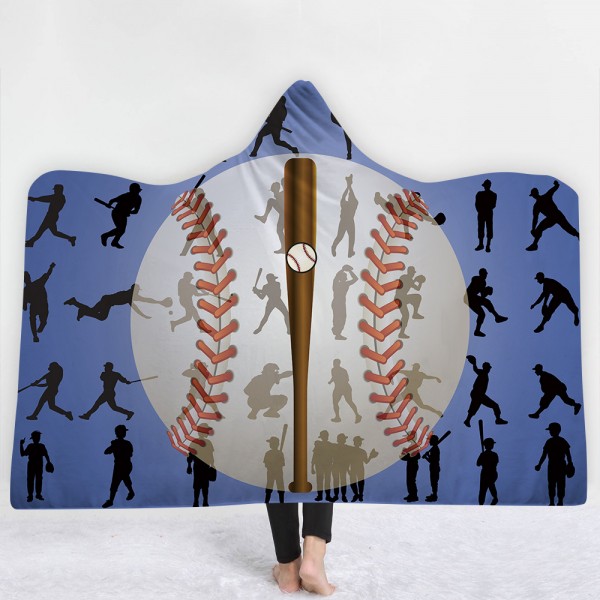Baseball Movement 3D Printing Hooded Blanket