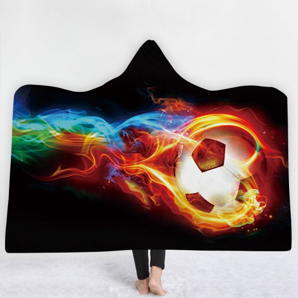 Fire Soccer 3D Printing Hooded Blanket