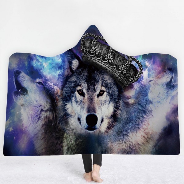 Queen Wolf 3D Printing Hooded Blanket