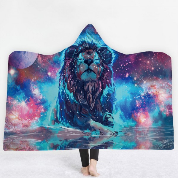 Galaxy Lion 3D Printing Hooded Blanket