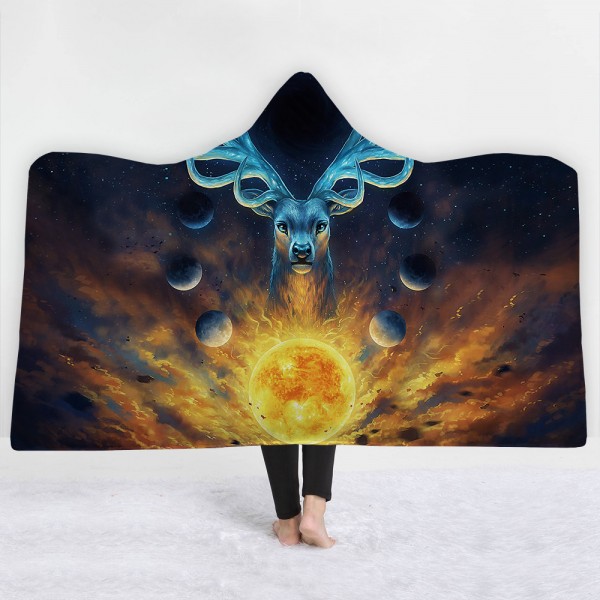 Planet Deer Galaxy 3D Printing Hooded Blanket