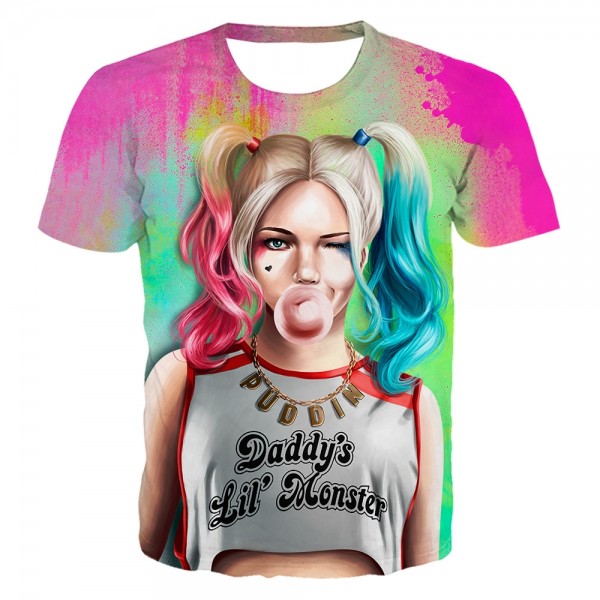 Harley Quinn Birds of Prey T-Shirt 3D Short Sleeve Tee