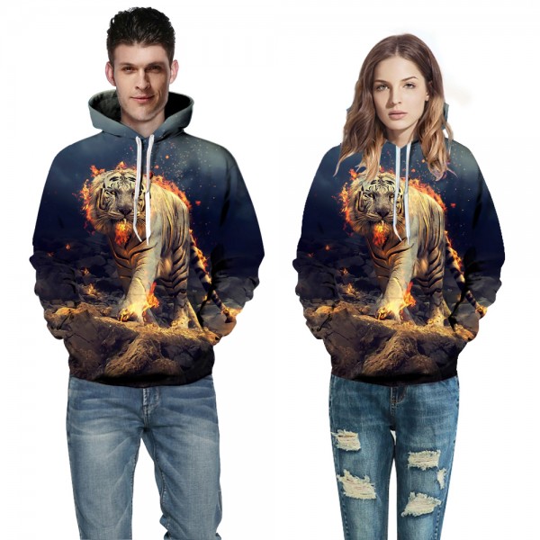 Fire Tiger 3D Hoodies Sweatshirt Pullover