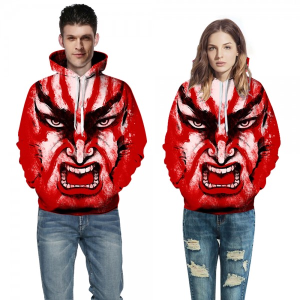 Red Face 3D Sweatshirt Hoodie Pullover For Men & Women