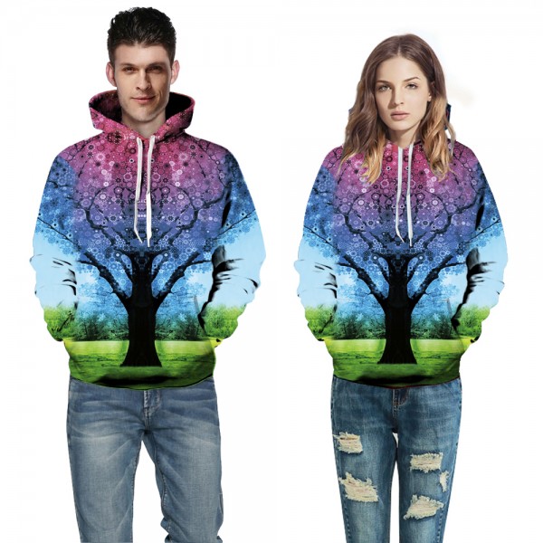 Multicolored Tree 3D Hoodie Pullover Sweatshirt