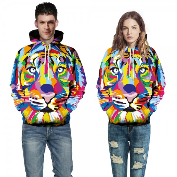 Men'S Colorful Tiger 3D Print Hoodie For Women & Men