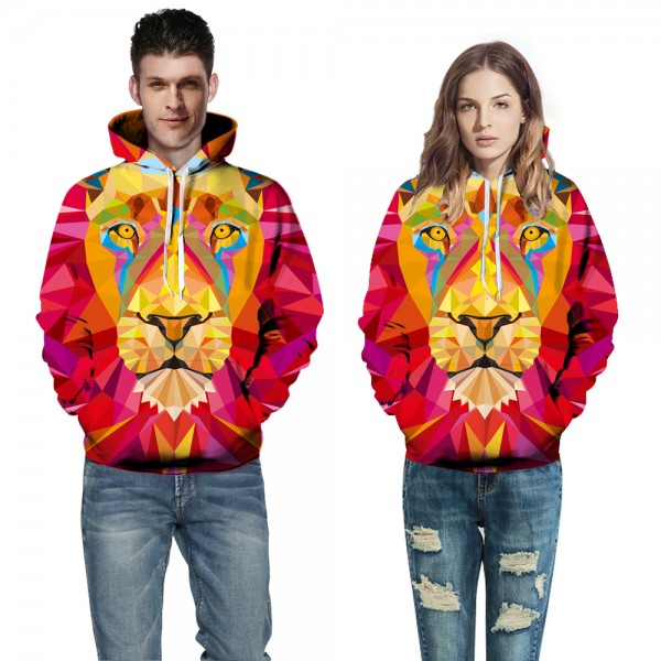 Geometrical Lion 3D Hoodie Sweatshirt Pullover