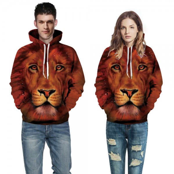 Mens Lion Hoodie 3D Print Sweatshirt Pullover