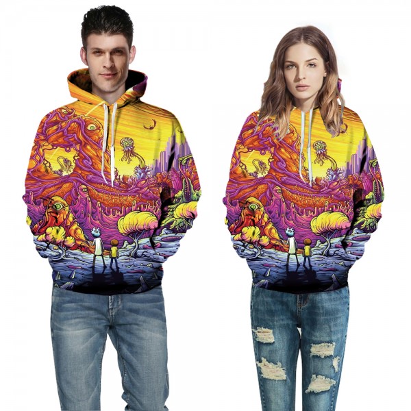 Rick And Morty Anime 3D Hoodie Sweatshirt Pullover