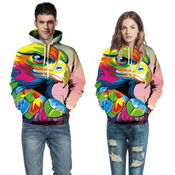 Colorful Eagle 3D Digital Print Hoodie Sweatshirt